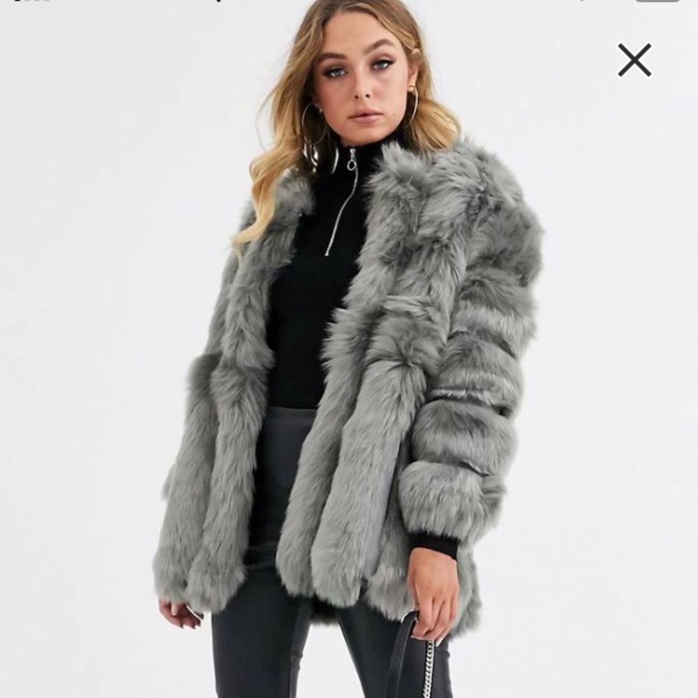 ASOS Faux Fur Grey Coat